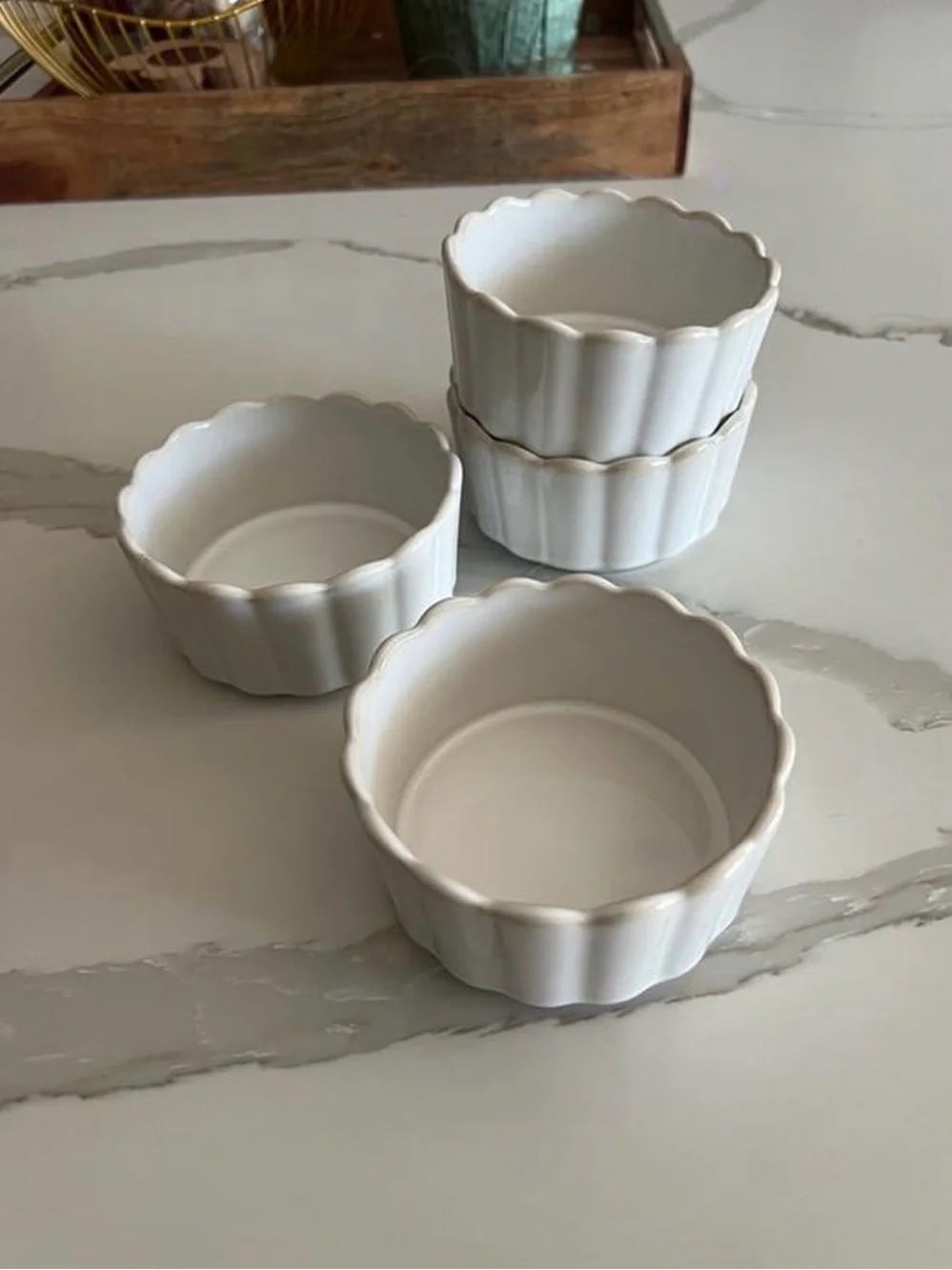 The Pioneer Woman Colette  White Scalloped Ceramic Ramekins - Set of 4